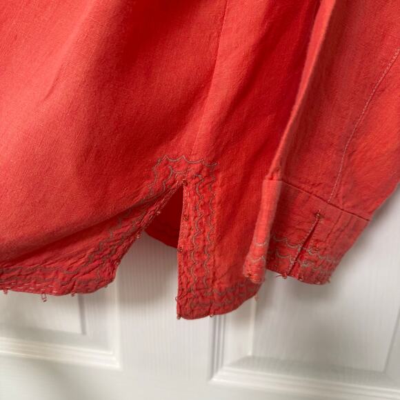 Sigrid Olsen Women's100%Linen Orange Embroidered Beaded Long Sleeve Top 1X - Picture 13 of 16